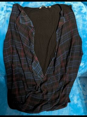 🖤 Sleeveless Draped Plaid Blouse 💙